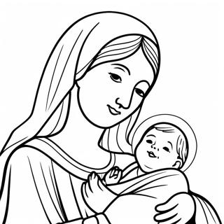 Mary and Baby Jesus Coloring Page | Nativity coloring page