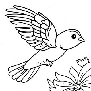 Colorful Bird in Flight Coloring Page | Bird Flying coloring page