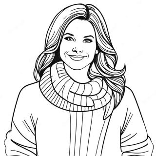 Lorelai Gilmore in a Cozy Sweater Coloring Page | Gilmore Girls coloring page