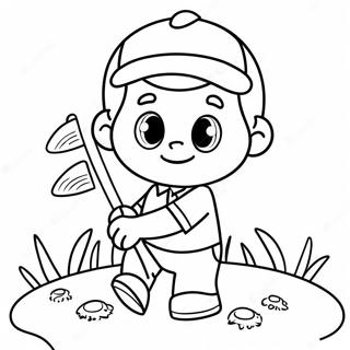 Cute Cartoon Golfer Coloring Page | Golf coloring page