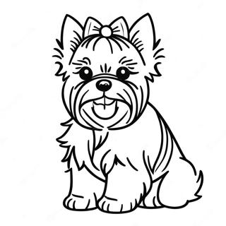 Realistic Yorkie Sitting Pretty Coloring Page | Realistic Yorkie coloring page
