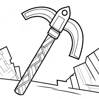 Colorful Minecraft Pickaxe Coloring Page | Minecraft Tools coloring page