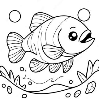 Cute Cartoon Salmon Coloring Page | Salmon coloring page