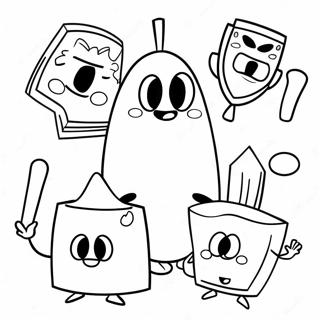 BFDI Characters in Action Coloring Page | BFDI coloring page