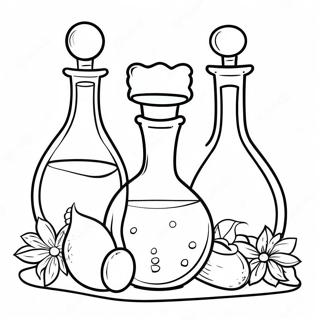 Mysterious Potion Bottles Coloring Page | Potions coloring page