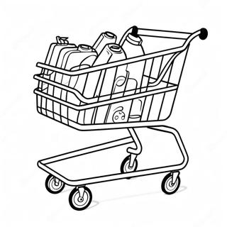 Mini Brands Shopping Cart Coloring Page | Mini Brand coloring page