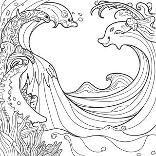 Gentle Ocean Waves Coloring Page | Waves coloring page
