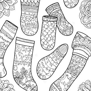 Colorful Socks Pattern Coloring Page | Socks coloring page