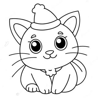 Gatto Di Natale Carino Pagine da Colorare