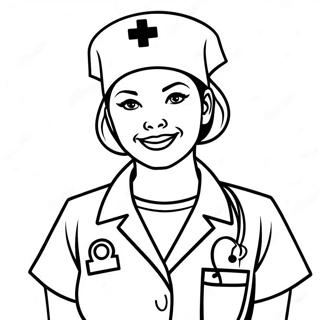 Nurse in Scrubs Coloring Page | Nurse coloring page
