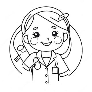 Cute Nurse with Stethoscope Coloring Page | Nurse coloring page