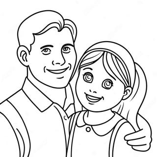 Dad and Daughter Fun Day Coloring Page | Dad and Daughter coloring page