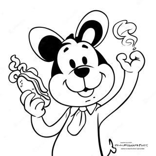 Wakko Warner Eating a Hot Dog Coloring Page | Animaniacs coloring page