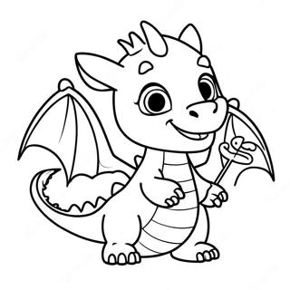 Happy Baby Dragon Playing Coloring Page | Baby Dragon coloring page