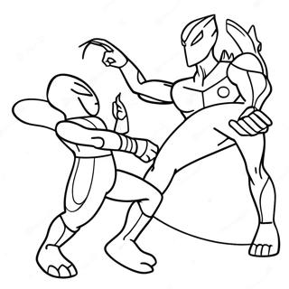 Ultraman Fighting Alien Monster Coloring Page | Ultraman coloring page