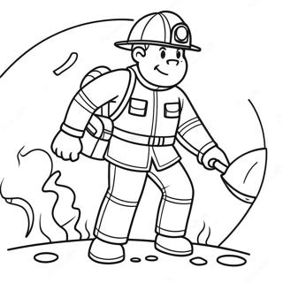 Brave Firefighter in Action Coloring Page | Fire Safety coloring page