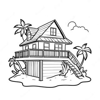 Beach House Coloring Page | Beach House coloring page