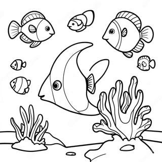 Colorful Coral Reef Underwater Coloring Page | Underwater Ocean for Adults coloring page