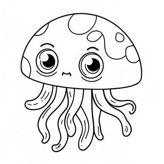 Cute Jellyfish with Big Eyes Coloring Page | Jellyfish coloring page