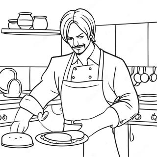 Sanji Cooking Delicious Meals Coloring Page | Sanji coloring page