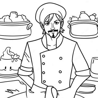 Sanji in Stylish Chef Outfit Coloring Page | Sanji coloring page