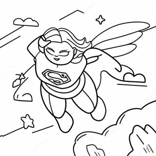 Supergirl Flying in the Sky Coloring Page | Supergirl coloring page