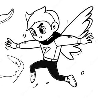 Danny Phantom Flying in Ghost Form Coloring Page | Danny Phantom coloring page