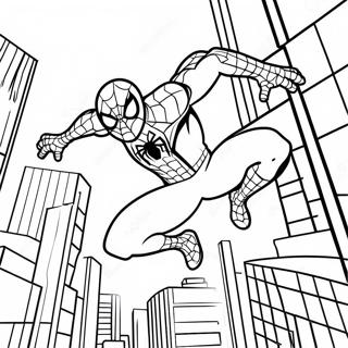 Spider Man Swinging Through the City Coloring Page | Amazing Spider Man coloring page