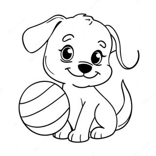 Playful Puppy with Ball Coloring Page | Funny Dog coloring page