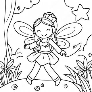 Magical Fairy in a Garden Coloring Page | Fair coloring page