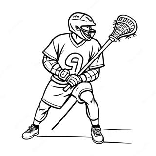 Lacrosse Player in Action Coloring Page | Lacrosse coloring page