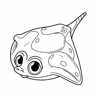 Cute Sting Ray with Big Eyes Coloring Page | Sting Ray coloring page