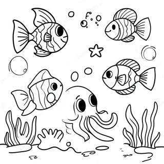 Colorful Underwater Scene Kids Coloring Page | Kids coloring page