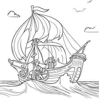 Christopher Columbus Sailing the Ocean Coloring Page | Christopher Columbus coloring page
