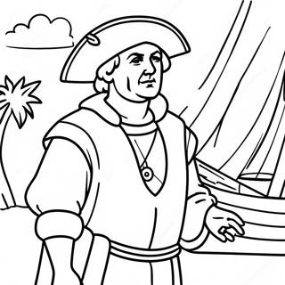 Christopher Columbus Discovering America Coloring Page | Christopher Columbus coloring page