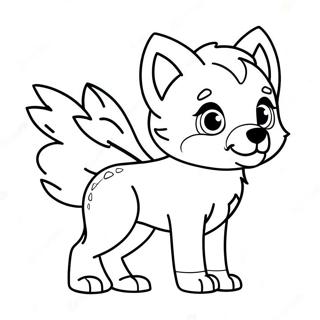 Baby Wolf with Colorful Wings Coloring Page | Baby Wolf with Wings coloring page