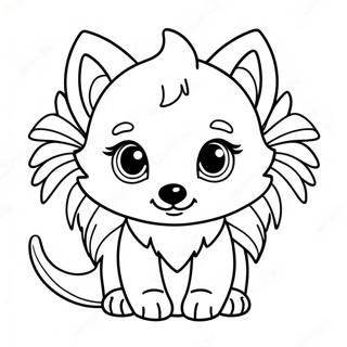 Cute Baby Wolf with Sparkling Wings Coloring Page | Baby Wolf with Wings coloring page