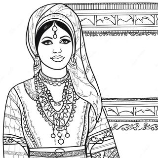 Traditional Palestinian Dress Coloring Page | Palestine coloring page