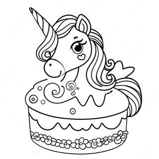 Unicorn Cake with Colorful Sprinkles Coloring Page | Unicorn Cake coloring page