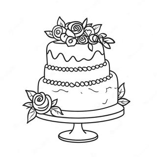 Elegant Wedding Cake Coloring Page | Wedding Cake coloring page