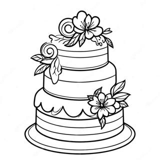 Multi-Tiered Wedding Cake Coloring Page | Wedding Cake coloring page