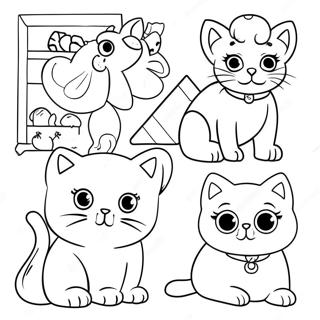Gabby's Dollhouse Cat Characters Coloring Page | Gabbys Dollhouse coloring page