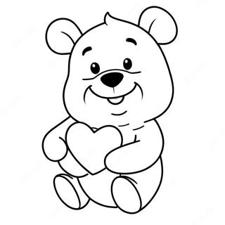 Winnie Puuh mit einem Herzen Ausmalbild | Winnie Puuh mit einem Herzen Ausmalbild