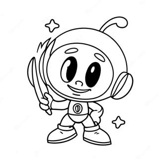 Marvin the Martian with Rocket Coloring Page | Marvin the Martian coloring page