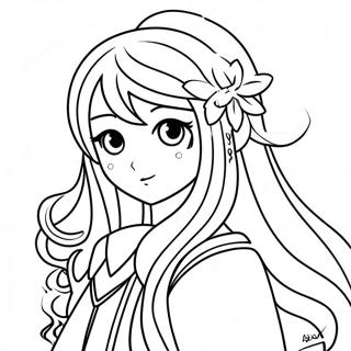 Anime-Mädchen mit langen Haaren und magischen Kräften Ausmalbild | Langhaariges Anime-Mädchen Ausmalbild