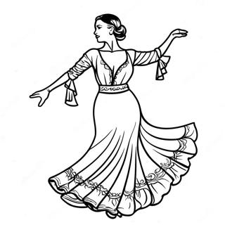 Colorful Spanish Flamenco Dancer Coloring Page | Spain coloring page