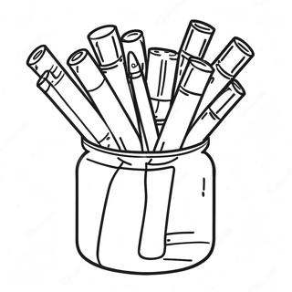 Colorful Markers in a Jar Coloring Page | Markers coloring page