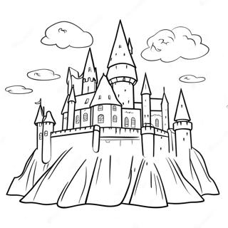 Festive Hogwarts Castle Coloring Page | Harry Potter Christmas coloring page