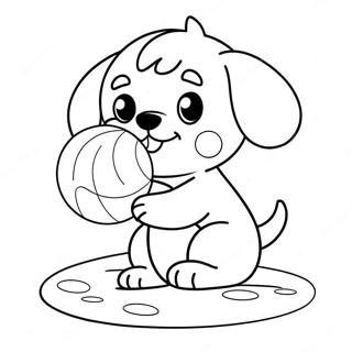 Cute Puppy Playing with a Ball Coloring Page | Realistic Puppy coloring page