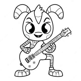 Cool Spider Punk with Electric Guitar Coloring Page | Spider Punk coloring page